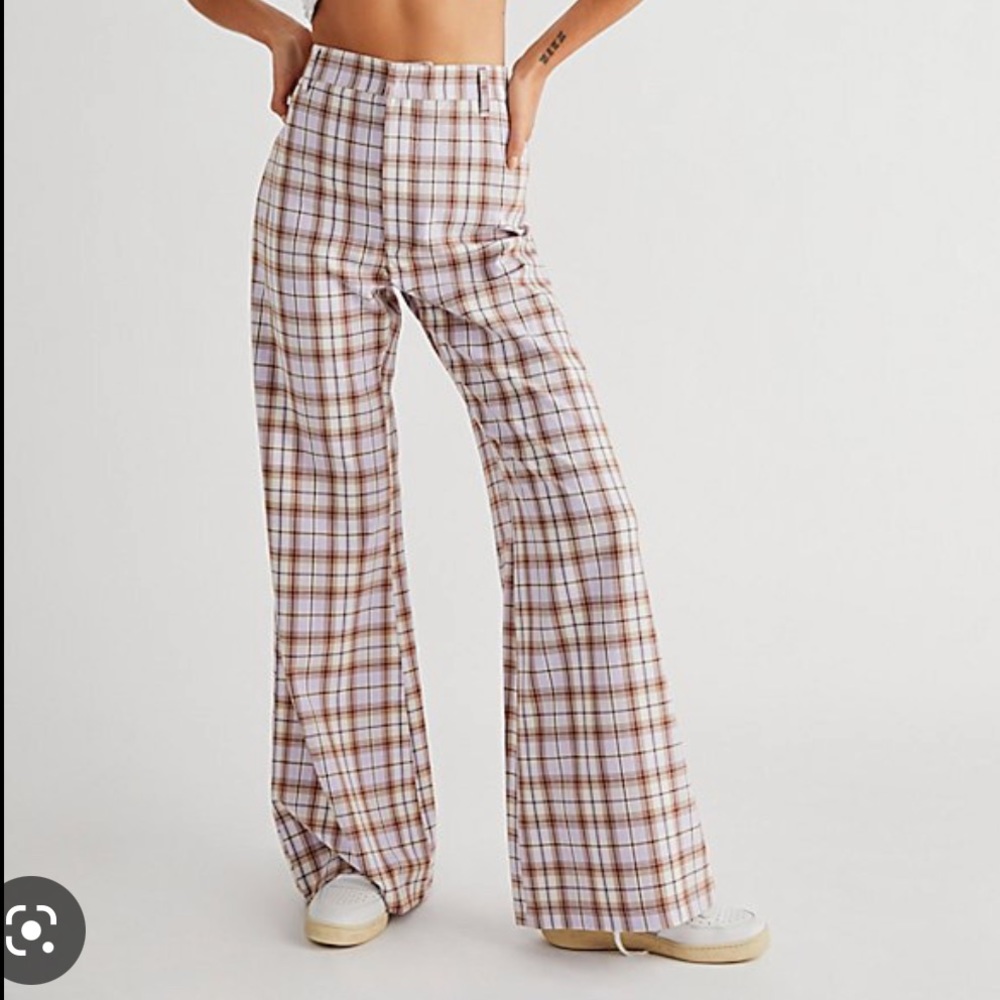 Free People Plaid Jules Pant Size 6